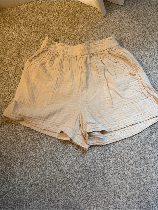 aerie Pants - aerie Cream Lightweight Gauze High-Waist Shorts